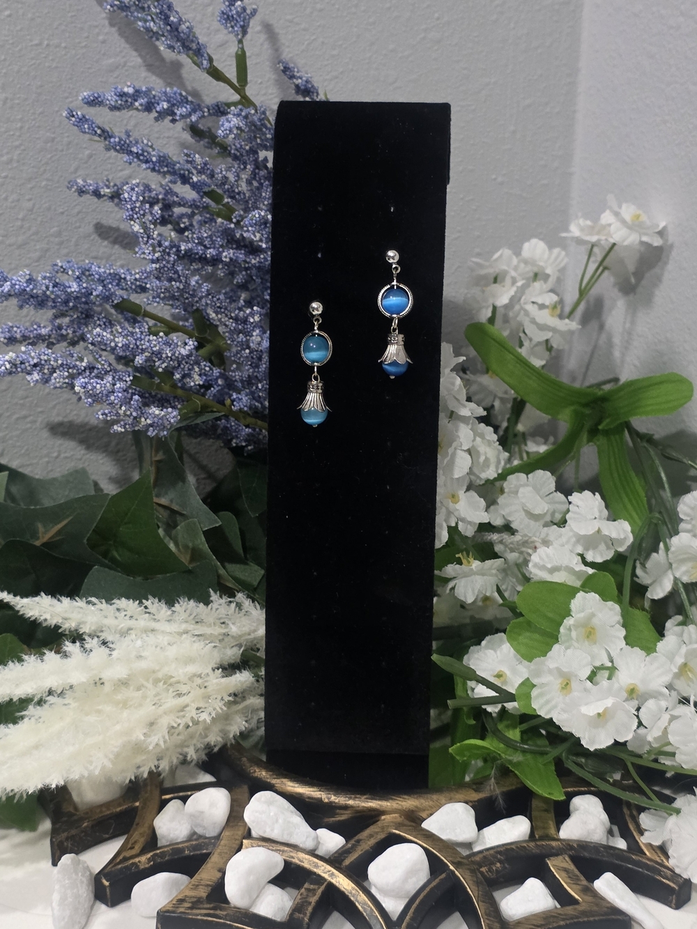 Hand Crafted Blue Teardrop Dangle Earrings
